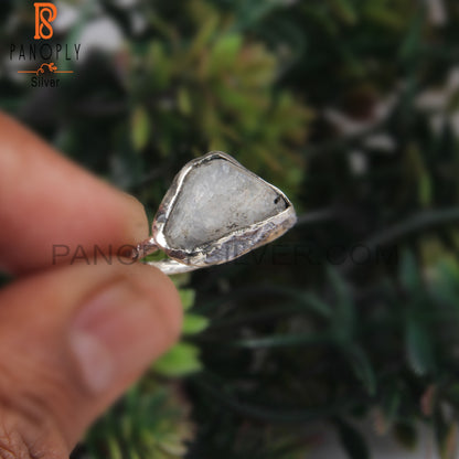 Rough Rainbow Moonstone Sterling Silver 925 Ring