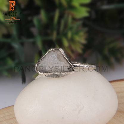 Rough Rainbow Moonstone Sterling Silver 925 Ring