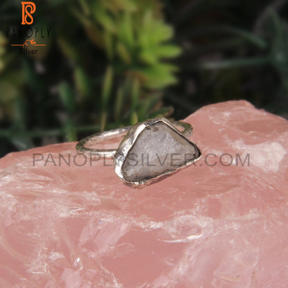 Rough Rainbow Moonstone Sterling Silver 925 Ring
