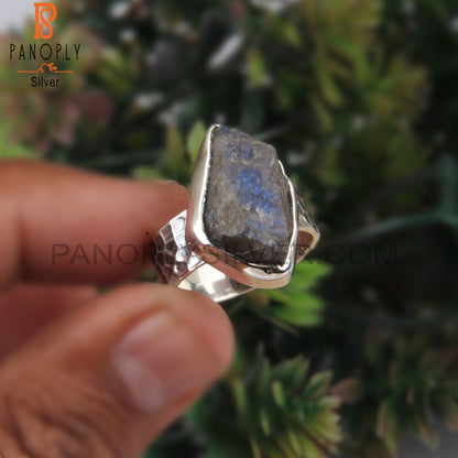 Labradorite Rough Stone 925 Sterling Silver Ring