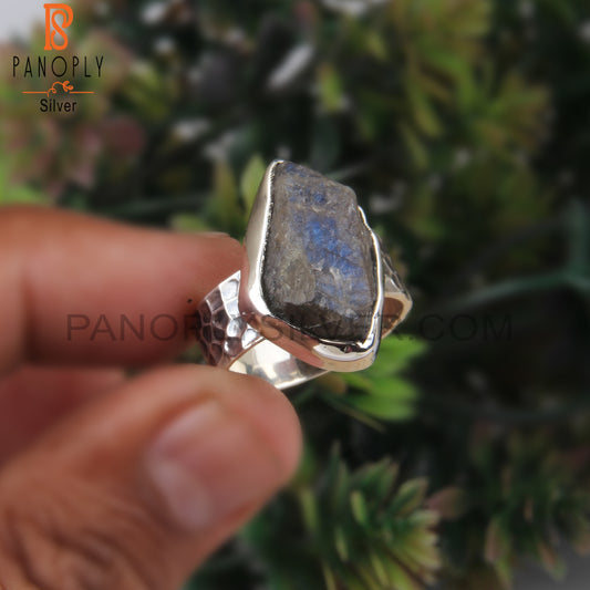 Labradorite Rough Stone 925 Sterling Silver Ring