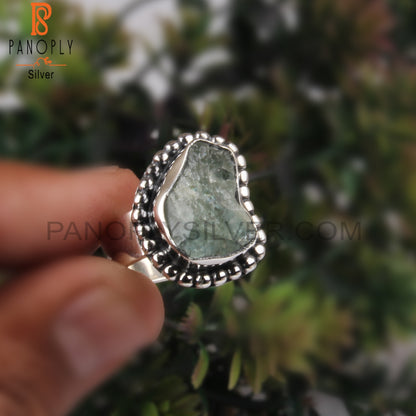 Aquamarine Rough 925 Sterling Silver Band Ring
