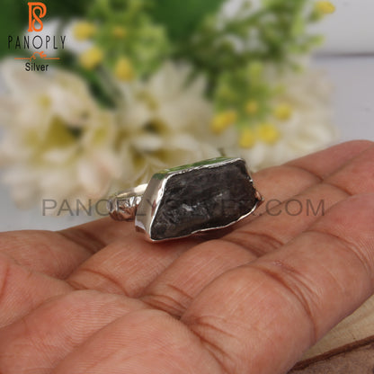 Rough Natural Labradorite 925 Sterling Silver Ring