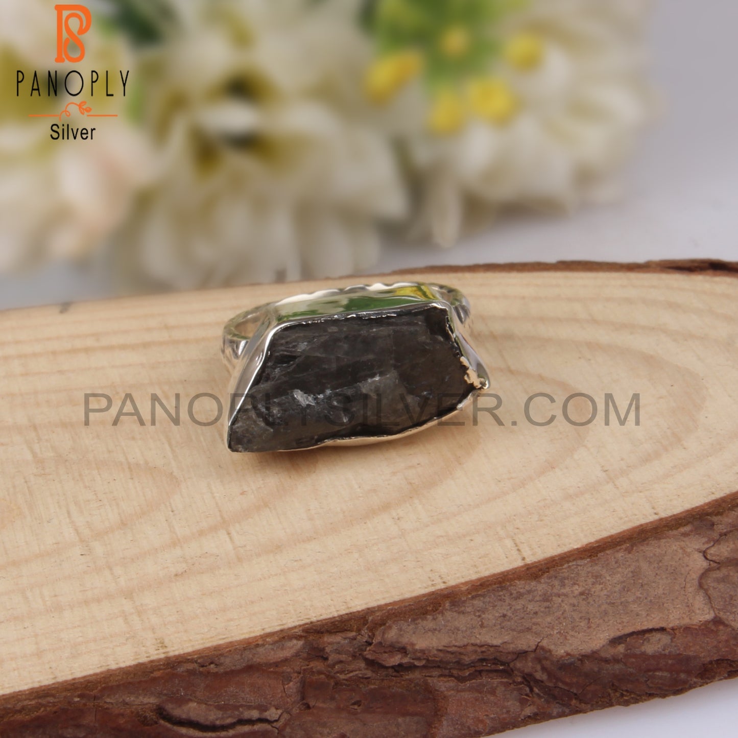 Rough Natural Labradorite 925 Sterling Silver Ring