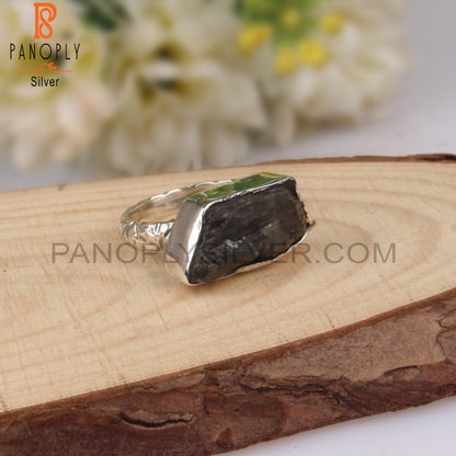 Rough Natural Labradorite 925 Sterling Silver Ring