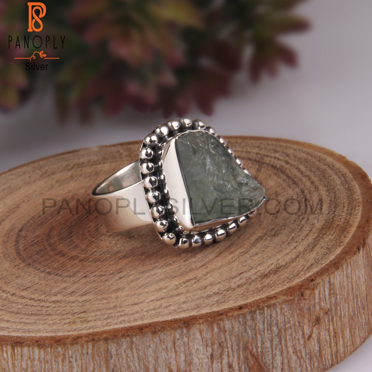 Aquamarine Rough 925 Sterling Silver Silver Ring
