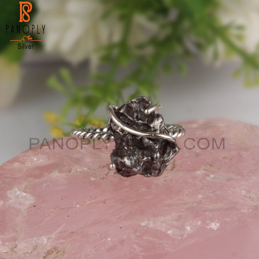 Meteorite Rough 925 Sterling Silver Twist Ring