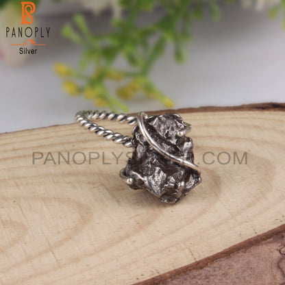 Meteorite Rough 925 Sterling Silver Twist Ring