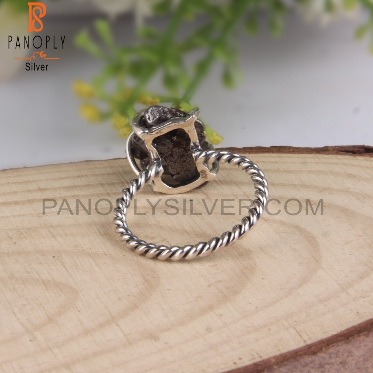 Meteorite Rough 925 Sterling Silver Twist Ring