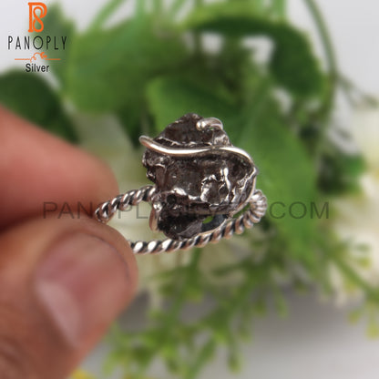 Meteorite Rough 925 Sterling Silver Twist Ring