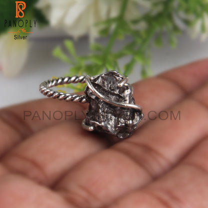 Meteorite Rough 925 Sterling Silver Twist Ring