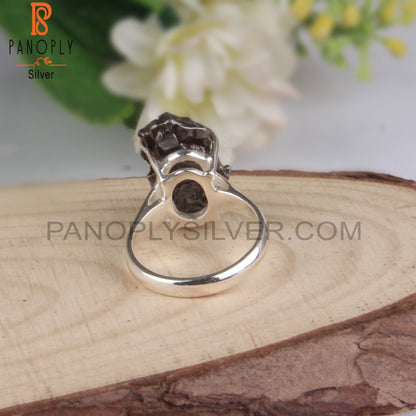 Meteorite Rough 925 Sterling Silver Ring For Gift