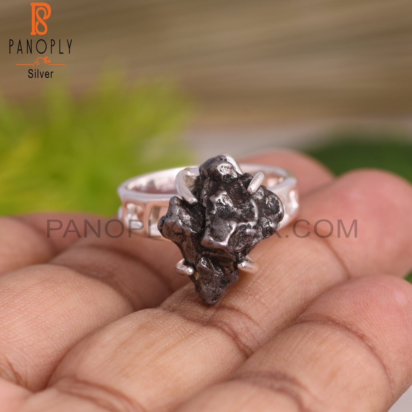 Meteorite Rough 925 Sterling Silver Ring