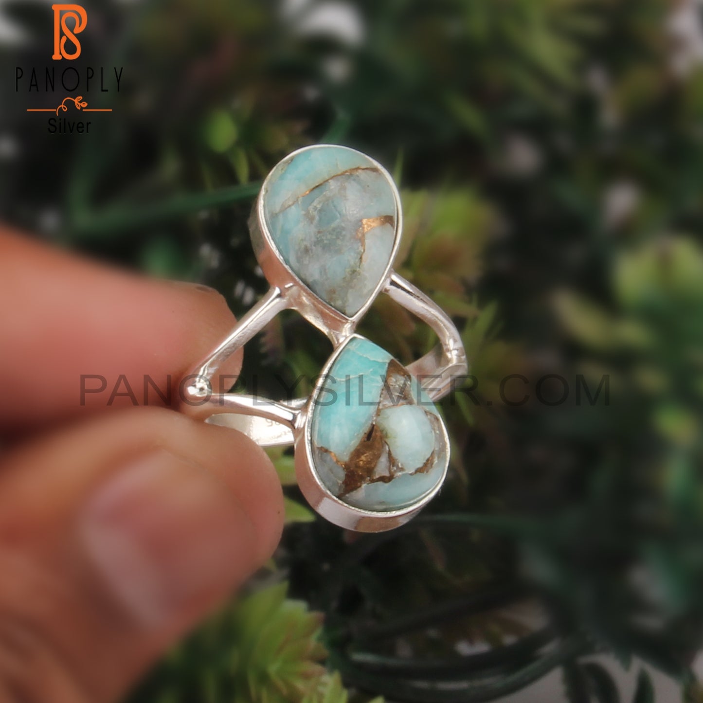 Natural Mojave Amazonite Pear Shape Hypoallergenic 925 Ring