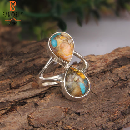 Pear Shape Designer Mojave Bumblebee Turquoise 925 Silver Ring