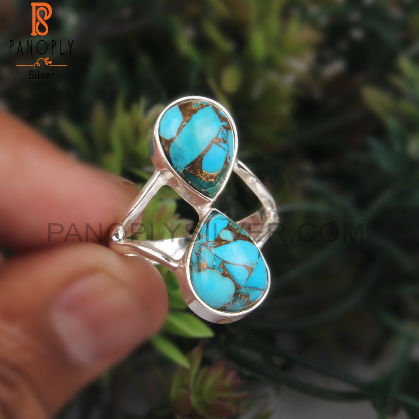 Mojave Turquoise Pear 925 Sterling Silver Party Wear Ring