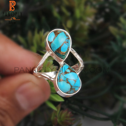Mojave Turquoise Pear 925 Sterling Silver Party Wear Ring
