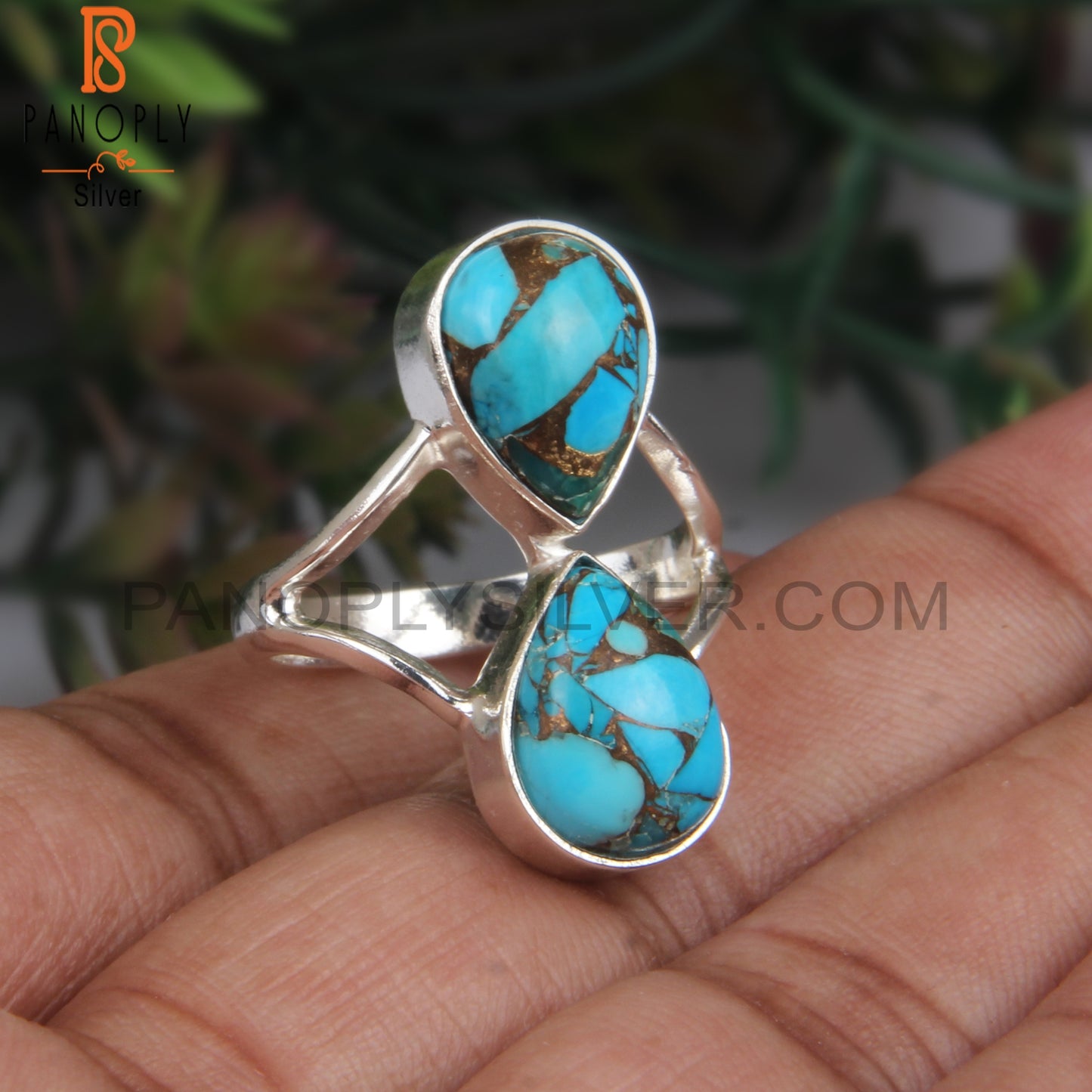 Mojave Turquoise Pear 925 Sterling Silver Party Wear Ring