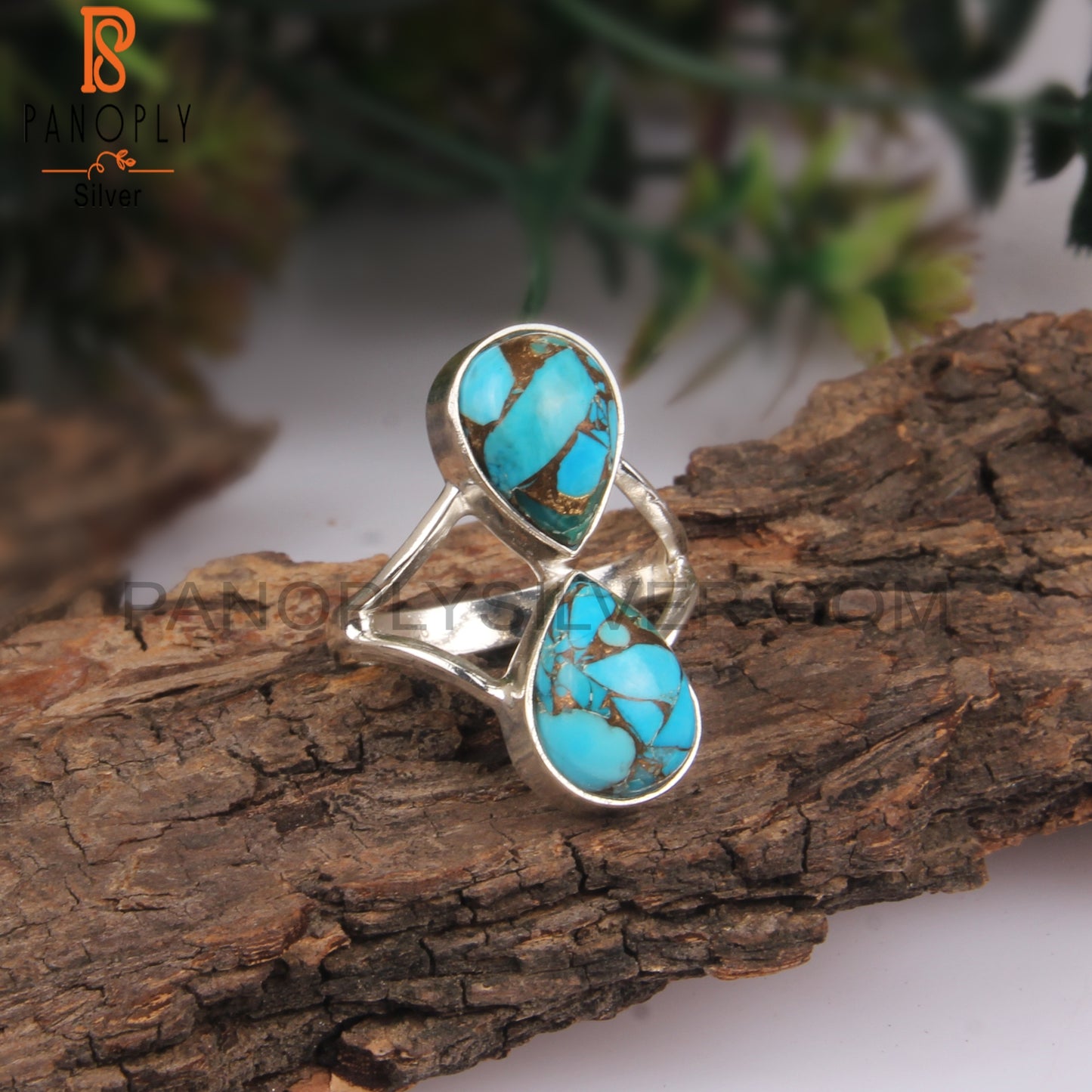 Mojave Turquoise Pear 925 Sterling Silver Party Wear Ring