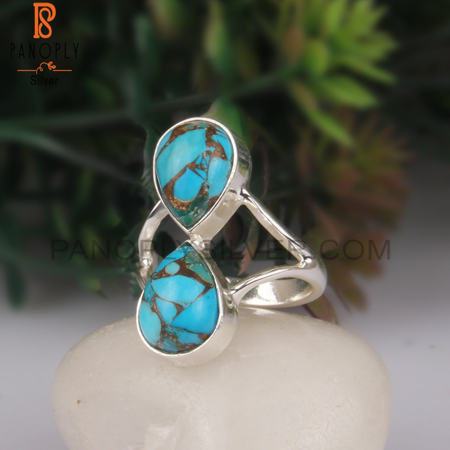 Mojave Turquoise Pear 925 Sterling Silver Party Wear Ring