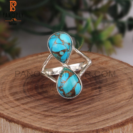 Mojave Turquoise Pear 925 Sterling Silver Party Wear Ring