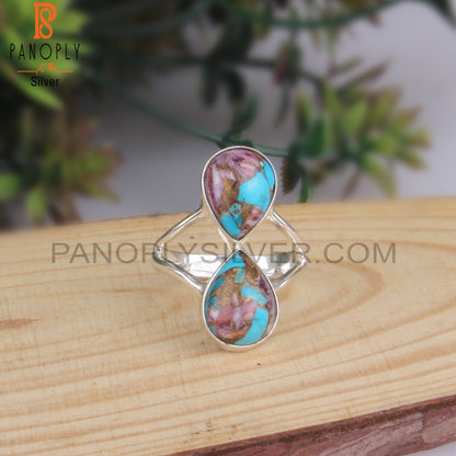 Mojave Copper Purple Turquoise Pear 925 Silver Attractive Ring