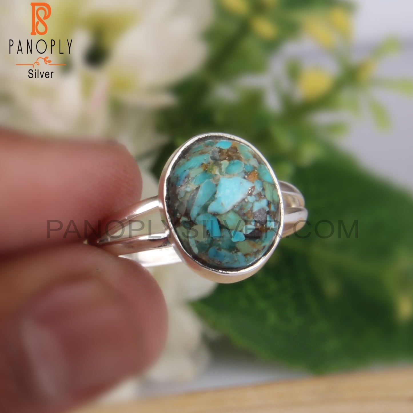 Boulder Turquoise Oval Shape 925 Silver Ring