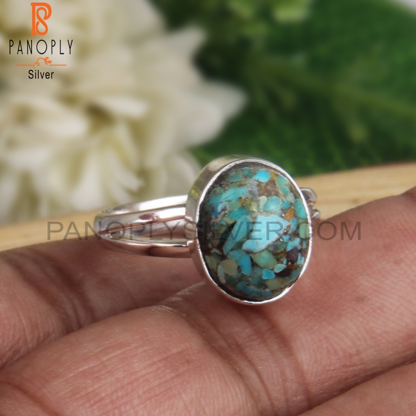Boulder Turquoise Oval Shape 925 Silver Ring