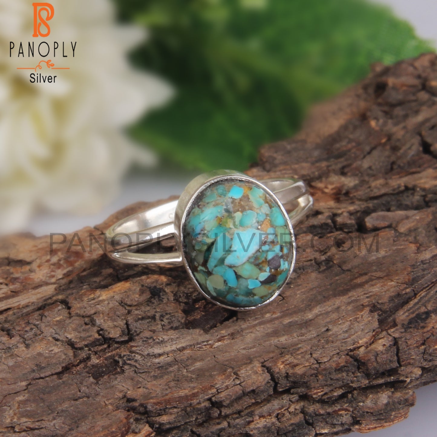 Boulder Turquoise Oval Shape 925 Silver Ring