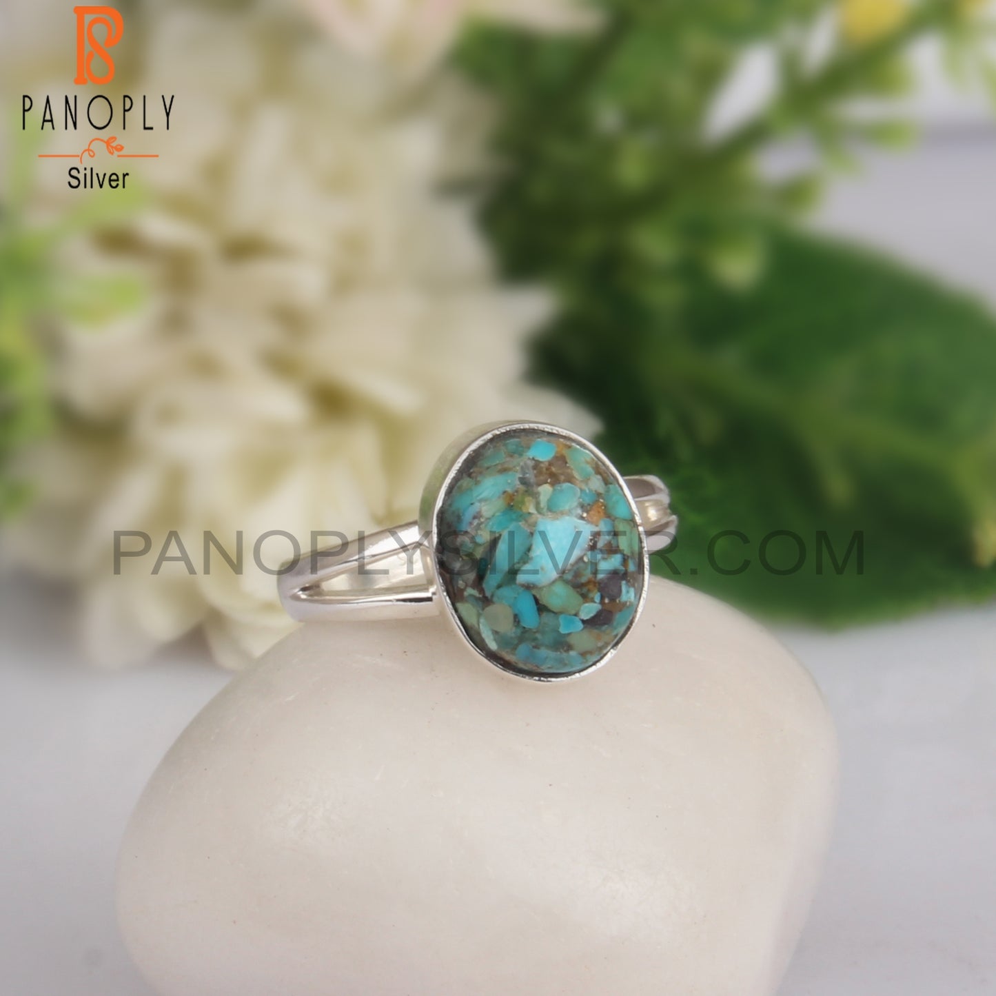 Boulder Turquoise Oval Shape 925 Silver Ring