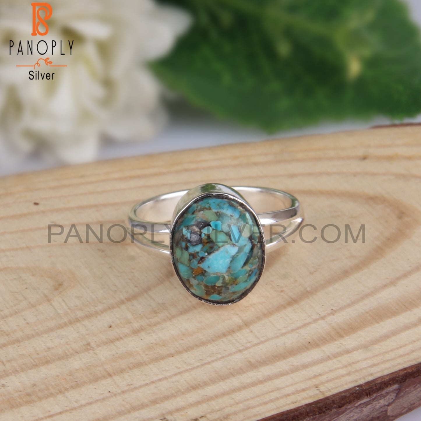 Boulder Turquoise Oval Shape 925 Silver Ring