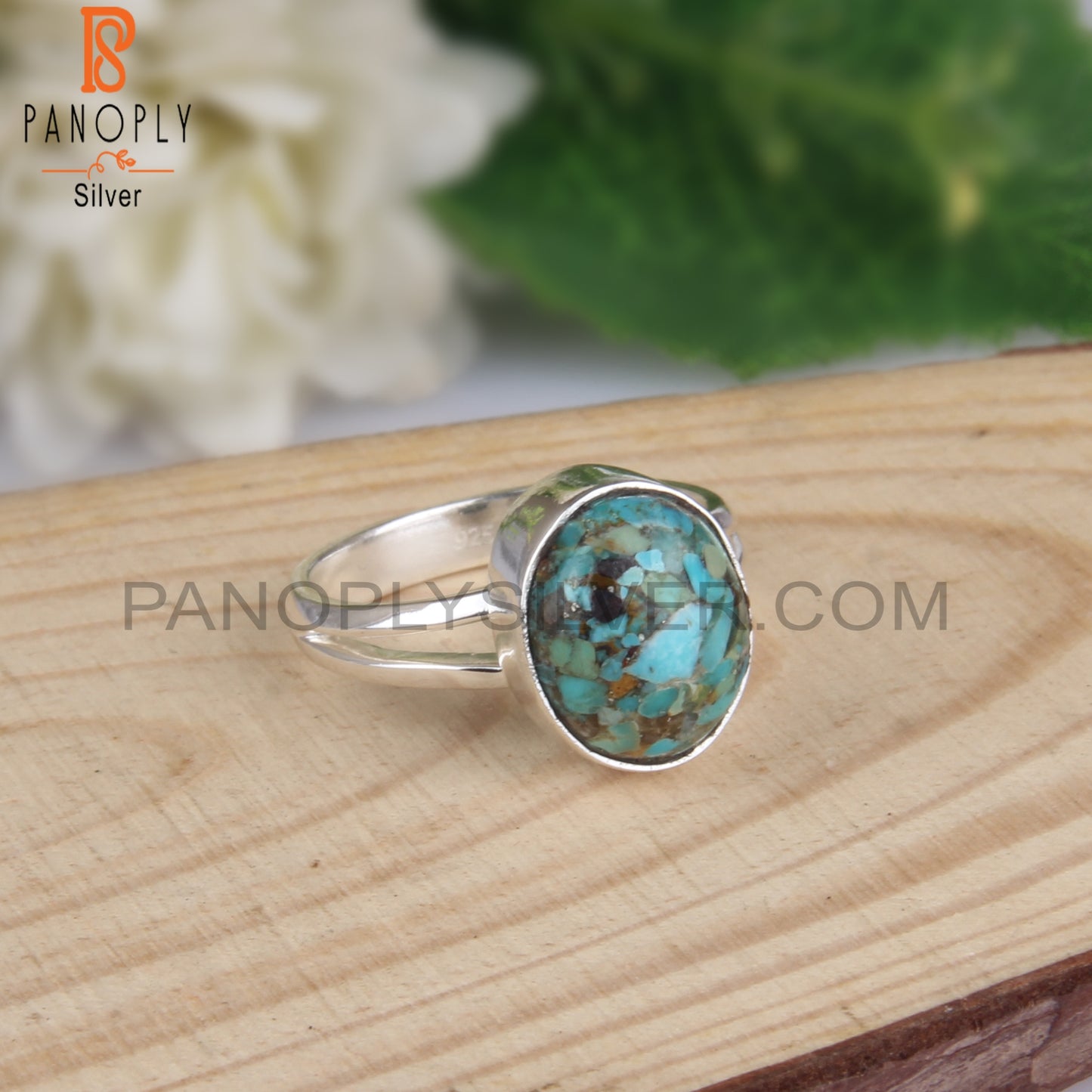 Boulder Turquoise Oval Shape 925 Silver Ring