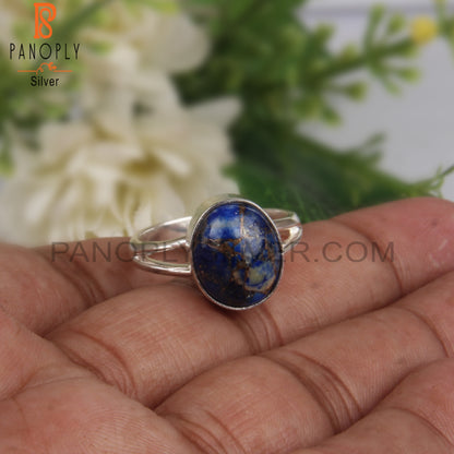 Cabochon Mojave Copper Lapis Oval 925 Sterling Silver Ring