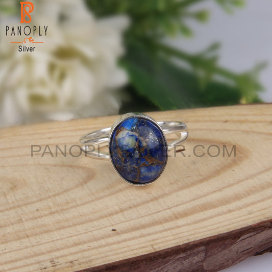 Cabochon Mojave Copper Lapis Oval 925 Sterling Silver Ring