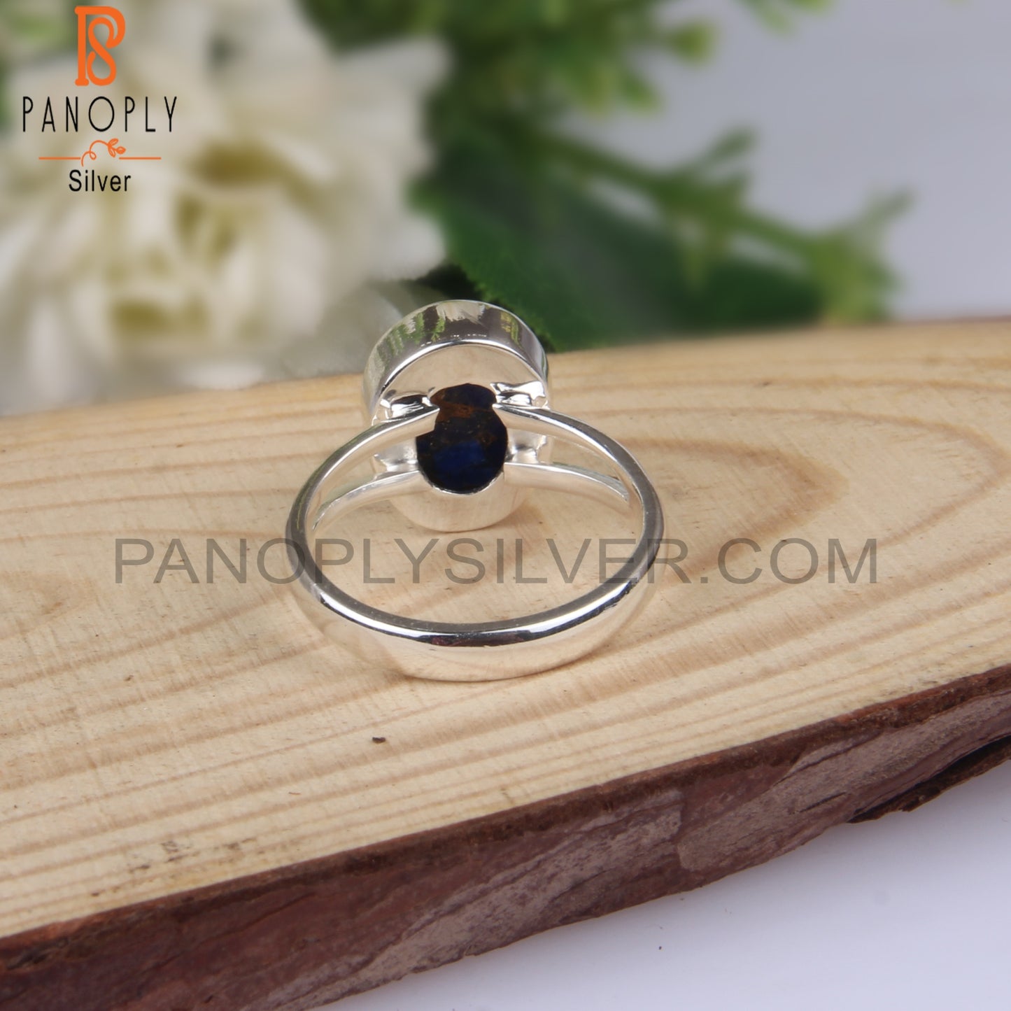 Cabochon Mojave Copper Lapis Oval 925 Sterling Silver Ring