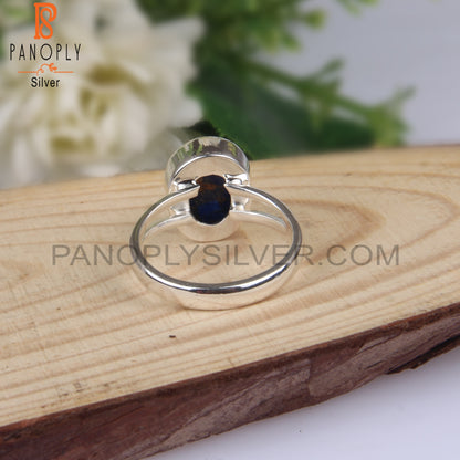 Cabochon Mojave Copper Lapis Oval 925 Sterling Silver Ring