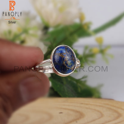 Cabochon Mojave Copper Lapis Oval 925 Sterling Silver Ring
