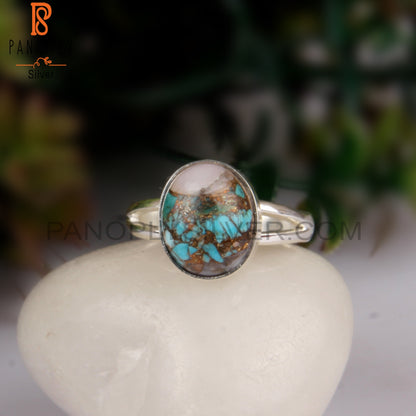 Mojave Copper Pink Opal Turquoise Oval 925 Silver Ring