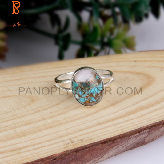 Mojave Copper Pink Opal Turquoise Oval 925 Silver Ring