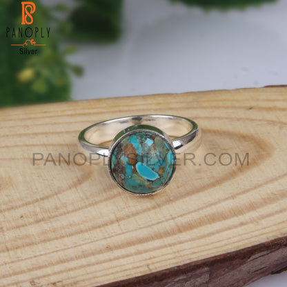 Boulder Turquoise Round Shape 925 Sterling Silver Ring
