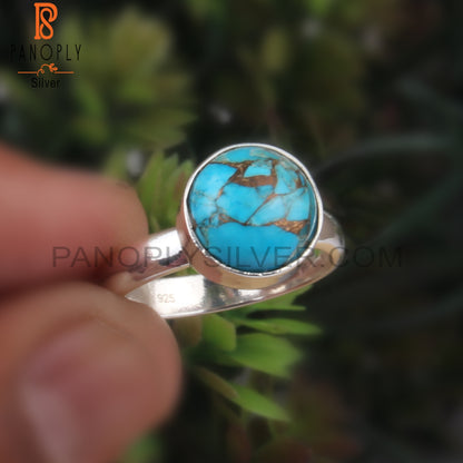 Mojave Copper Turquoise Stone 925 Silver Dainty Ring
