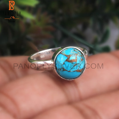 Mojave Copper Turquoise Stone 925 Silver Dainty Ring