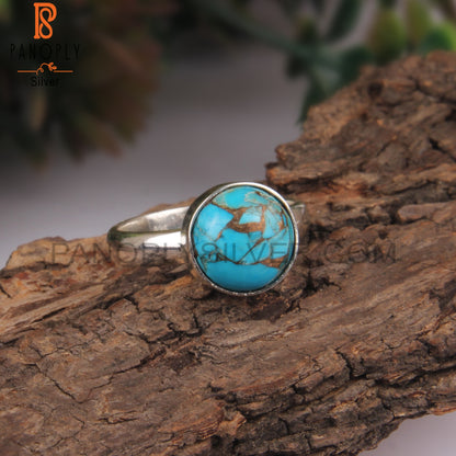 Mojave Copper Turquoise Stone 925 Silver Dainty Ring