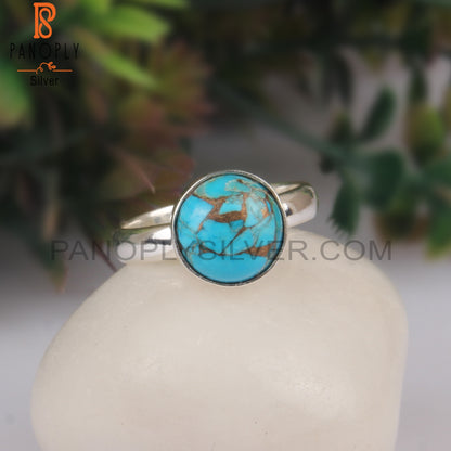Mojave Copper Turquoise Stone 925 Silver Dainty Ring