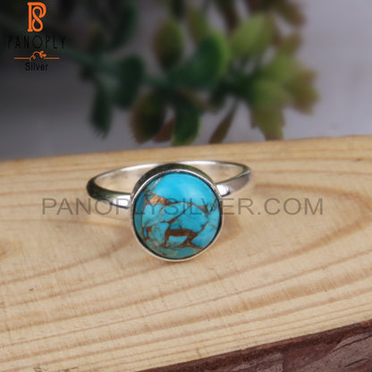 Mojave Copper Turquoise Stone 925 Silver Dainty Ring