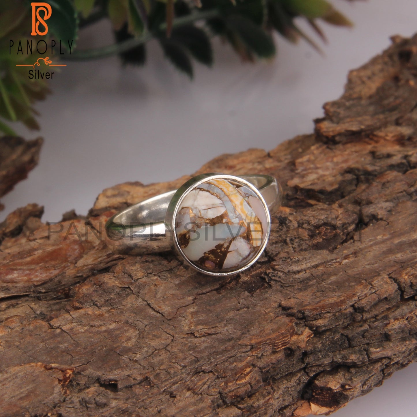 Ethiopian Opal Mojave Copper 925 Silver Wedding Ring