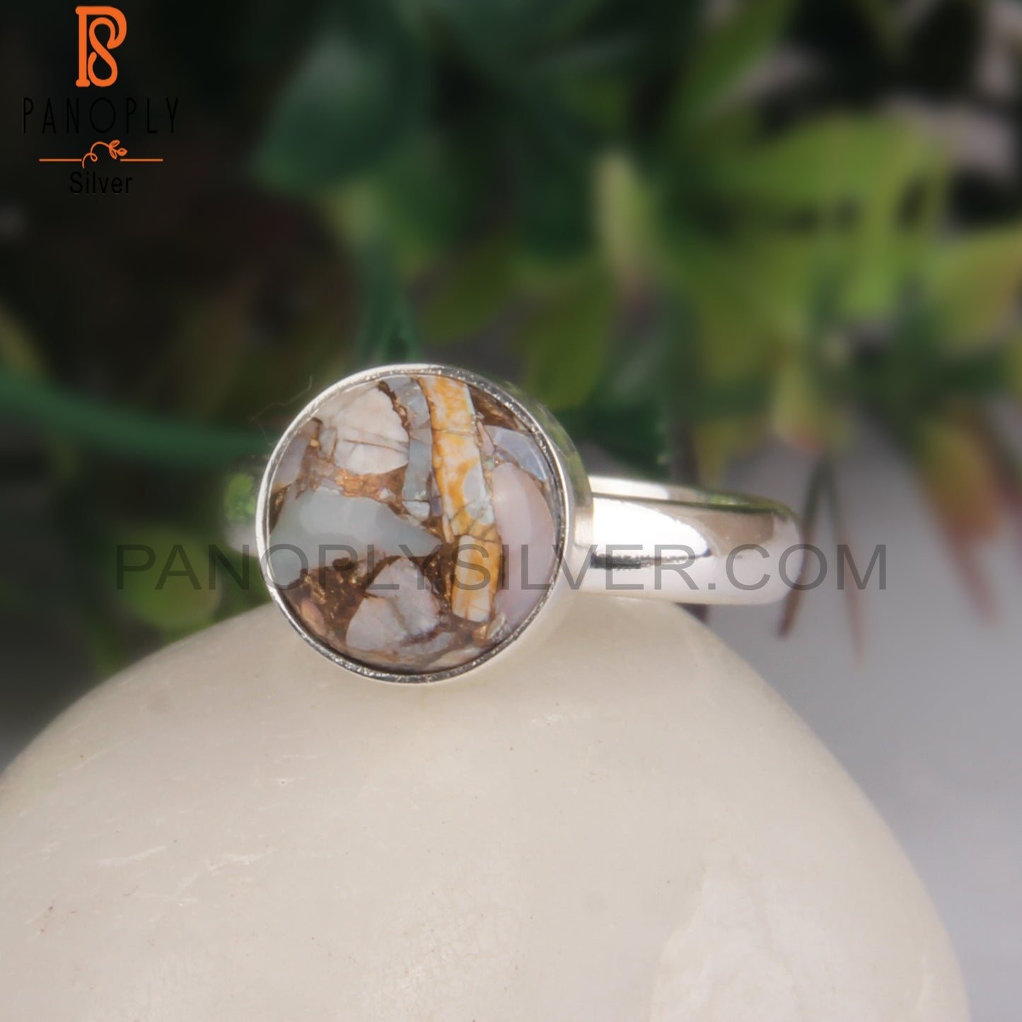 Ethiopian Opal Mojave Copper 925 Silver Wedding Ring