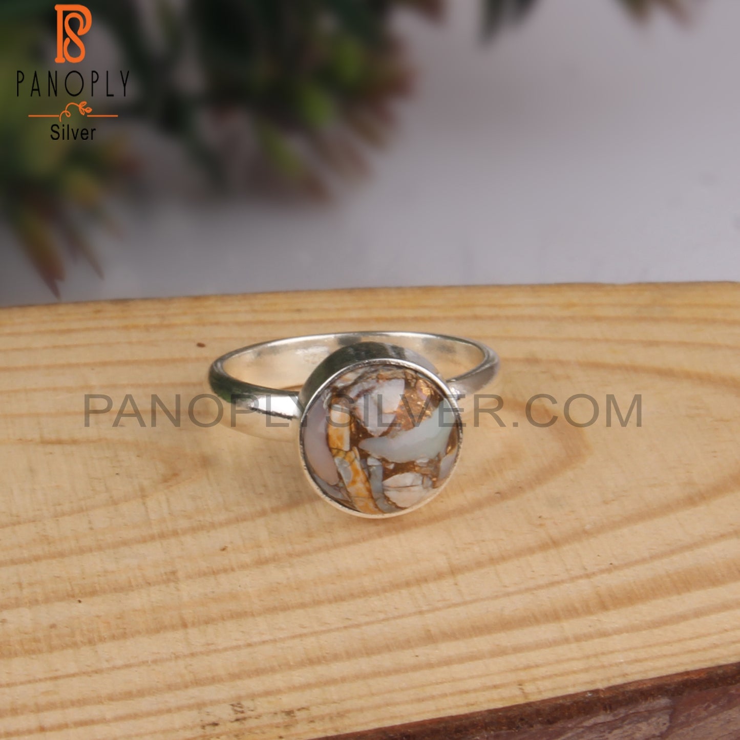 Ethiopian Opal Mojave Copper 925 Silver Wedding Ring