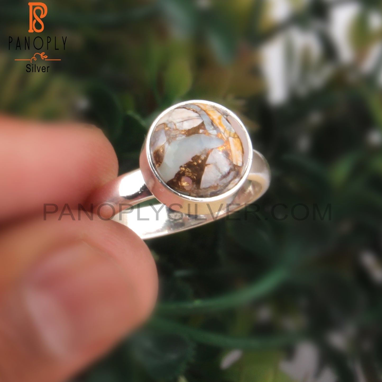 Ethiopian Opal Mojave Copper 925 Silver Wedding Ring