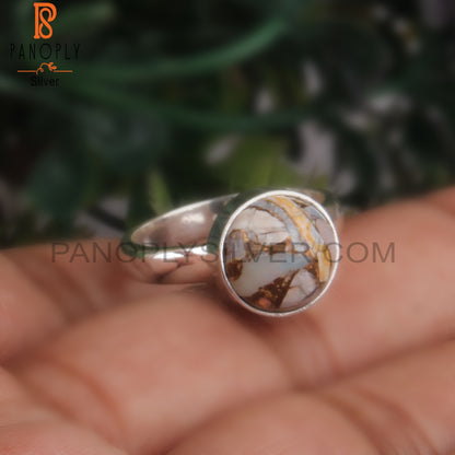 Ethiopian Opal Mojave Copper 925 Silver Wedding Ring